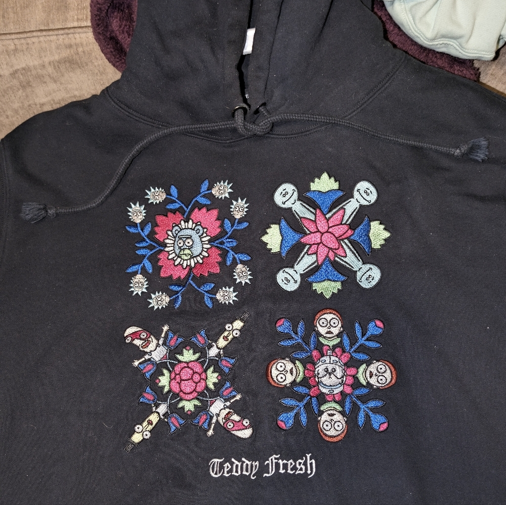 TEDDY FRESH X RICK & MORTY - Kaleidoscope character Hoodie in XL BLACK